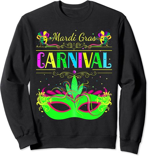 Discover Mardi Gras Carnaval Suéter Sweatshirt Mascara Carnaval