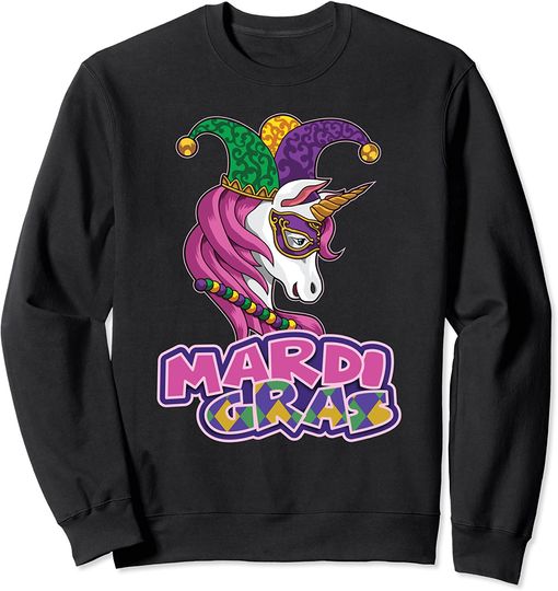 Discover Unicornio Mardi Gras Suéter Sweatshirt Mascara Carnaval