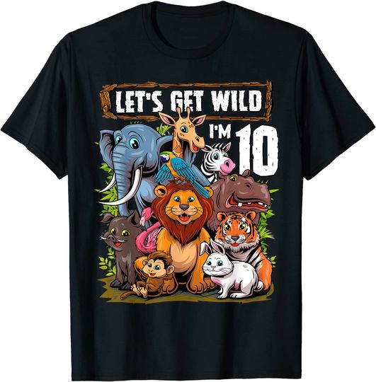 Discover T-Shirt Camiseta Mangas Curtas Animais Da Selva 10 Anos De Aniversário De Zoológico