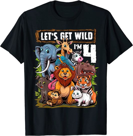 Discover T-Shirt Animal Da Selva Do Aniversário 4 Anos