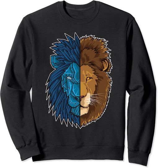 Discover Suéter Sweatshirt  Animais Da Selva Geometria do Leão | Rei da Selva