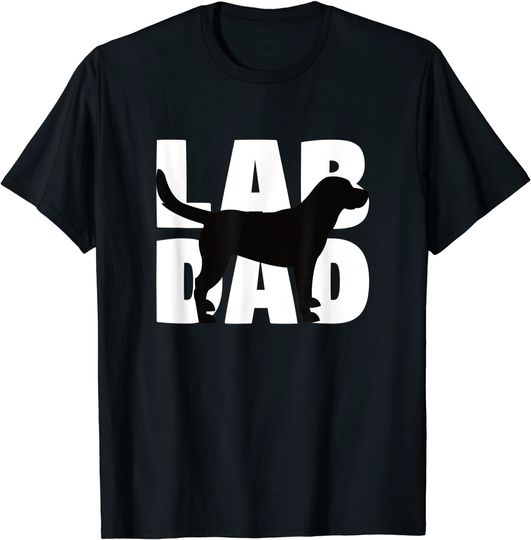 Lab Dad T-Shirt Camiseta Mangas Curtas Labrador Preto
