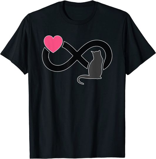 Discover T-Shirt Camiseta Mangas Curtas Símbolo Do Infinito Lindo Gato