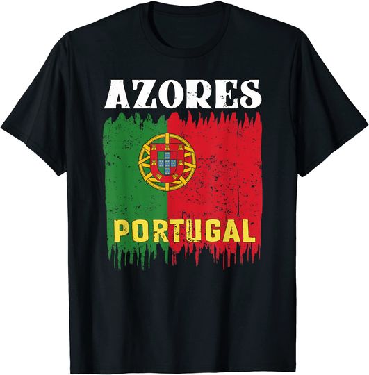 Discover T-Shirt Camiseta Mangas Curtas Bandeira Dos Açores Arte Retro