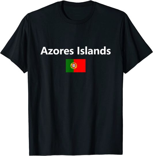 Discover Ilhas Azores Portugal T-Shirt Camiseta Mangas Curtas Bandeira Dos Açores