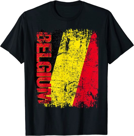 Discover T-Shirt Camiseta Mangas Curtas Bandeira Da Belgica | Presente paraHomens Mulheres Crianças