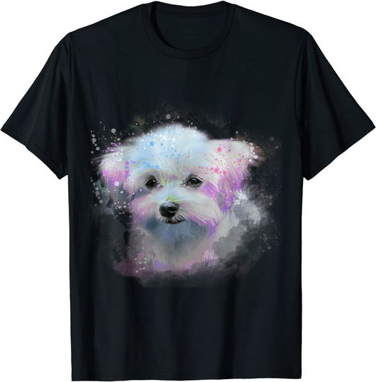 T-shirt para Homem e Mulher Aquarelas Maltesas Cão Maltês