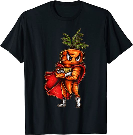 Discover Unissex T-Shirt Camiseta Mangas Curtas Cenoura Superhéroe Vegano Cenoura
