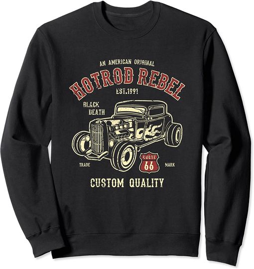 Discover Suéter Sweatshirt Rockabilly Classic Car Ratrod Route