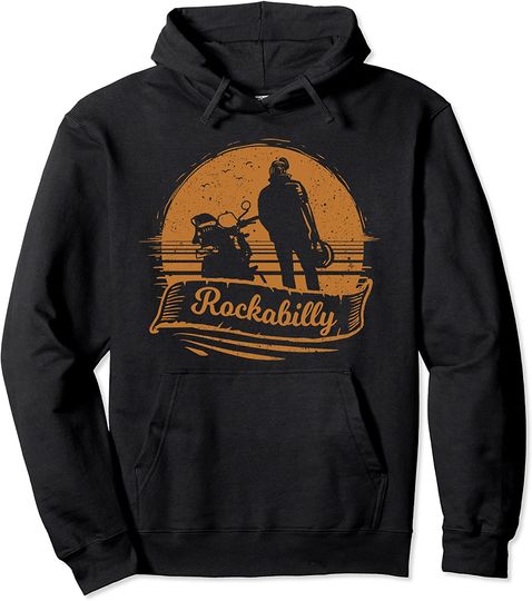 Discover Hoodie Retro Rock N Roll Rockabilly Amante das Motos Biker