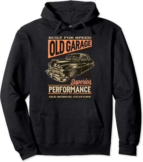 Discover Hoodie Old Garage American Iron Muscle Hotrod Muscle Car Rockabilly