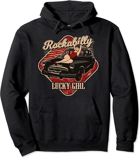 Discover Hoodie Rockabilly Hot Rod Oldtimer Lucky Girl