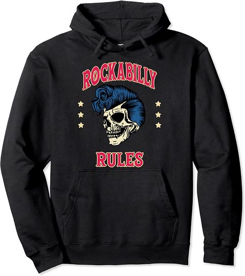 Discover Hoodie Rockabilly Rules Rock Skull Pin Up Rockabilly.