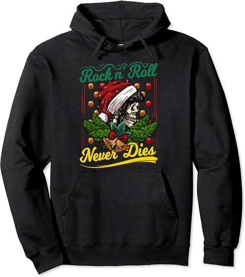 Hoodie Rock n Roll Never Dies Rockabilly Girl Skull Natal