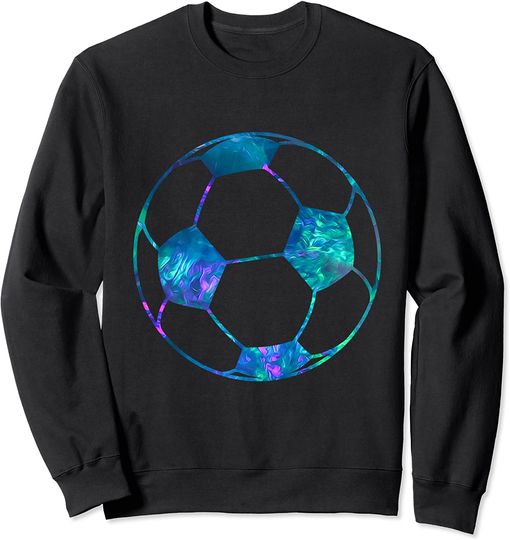 Discover Suéter Sweatshirt Unissexo Bola de Futebol Azul Ciano