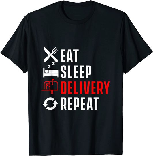 Discover T-shirt Camiseta Manga Curta Envio Grátis Comer Dormir Entrega Cartero Experto