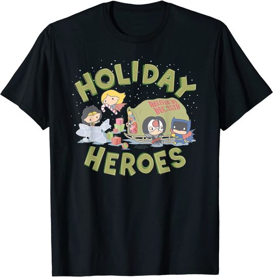 Discover T-shirt Camiseta Manga Curta Envio Grátis Entrega de Natal da Liga da Justiça da DC Comics