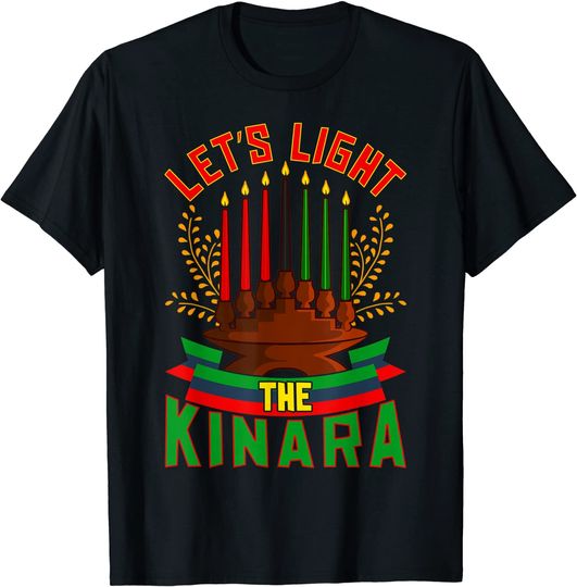 T-shirt Masculino Feminino Vamos Acender O Kinara Presente para o Kwanzaa