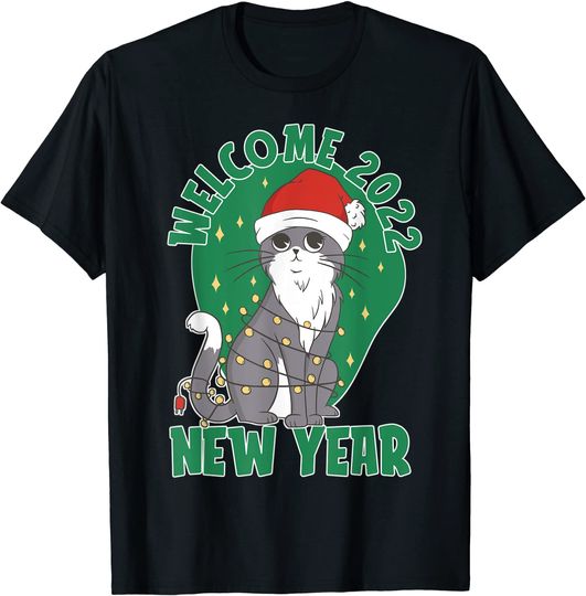 Discover T-shirt Camiseta Manga Curta Véspera De Ano Novo Bienvenido Feliz Año Nuevo 2022