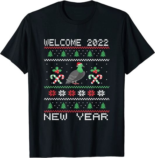 Discover T-shirt Camiseta Manga Curta Véspera De Ano Novo Bem-vindo Feliz Ano Novo 2022