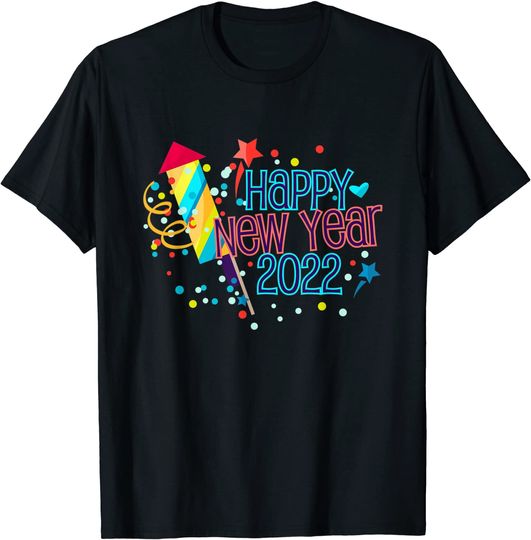 Discover T-shirt Camiseta Manga Curta Véspera De Ano NovoT-shirt de Feliz Ano Novo 2022 com Festa de Véspera de Ano Novo