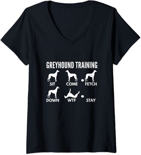 Discover T-shirt Feminino Decote em V Treinamento de Galgos