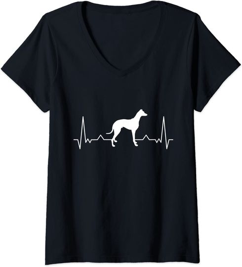 Discover T-shirt para Mulher Decote em V Batimentos do Coração Galgo