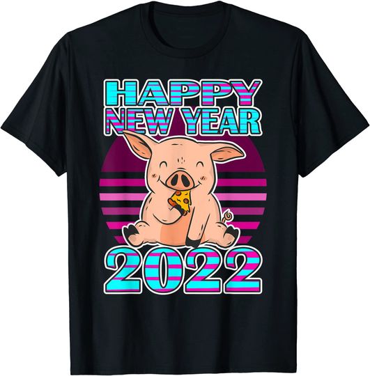 Discover T-shirt Camiseta Manga Curta Véspera De Ano Feliz Porco Novo - Réveillon de 2022