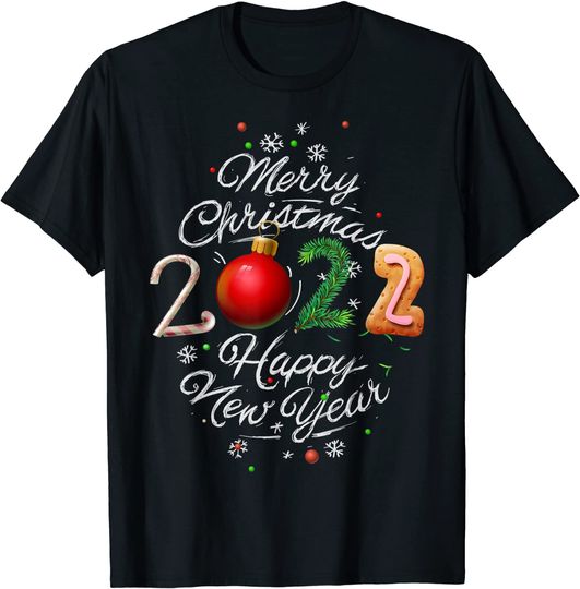 Discover T-shirt Camiseta Manga Curta Véspera De Ano Novo Feliz Natal e Feliz Ano Novo 2022 T-shirt do Ano do Tigre