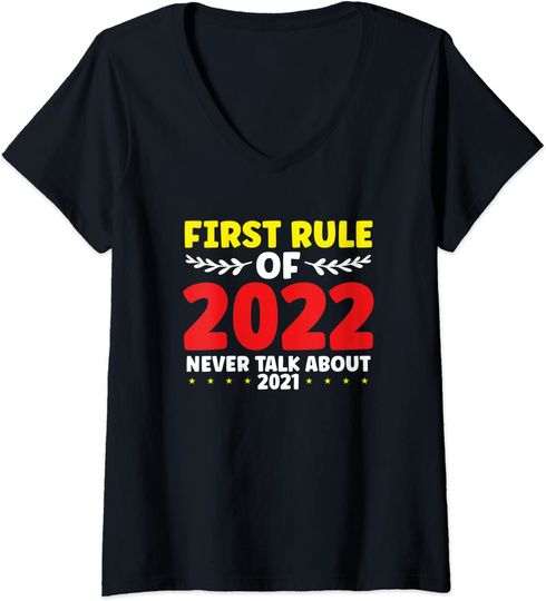 Discover T-Shirt De Decote Em V Para Mulher Véspera De Ano Novo Contagem Regressiva Feliz Ano Novo 2022