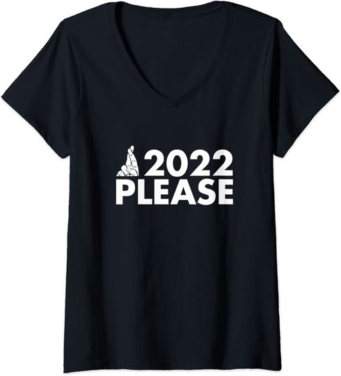 Discover T-Shirt De Decote Em V Para Mulher Véspera De Ano Novo  2022 Por favor, Feliz Año Nuevo