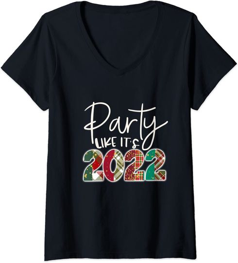 Discover Fiesta de Celebración del Año Nuevo 2022T-Shirt De Decote Em V Para Mulher Véspera De Ano Novo