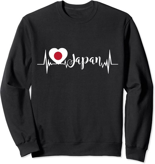 Discover I Love Japan Heartbeat Suéter Sweatshirt Bandeira Do Japão