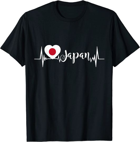 Discover T-Shirt Bandeira Do Japão I Love Japan Heartbeat