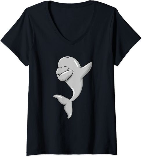 Discover T-shirt para Mulher Decote em V Engraçada Golfinho Dab