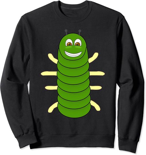 Discover Suéter Sweatshirt Caterpillar Caráter Lagarta Verde Animal Fofo