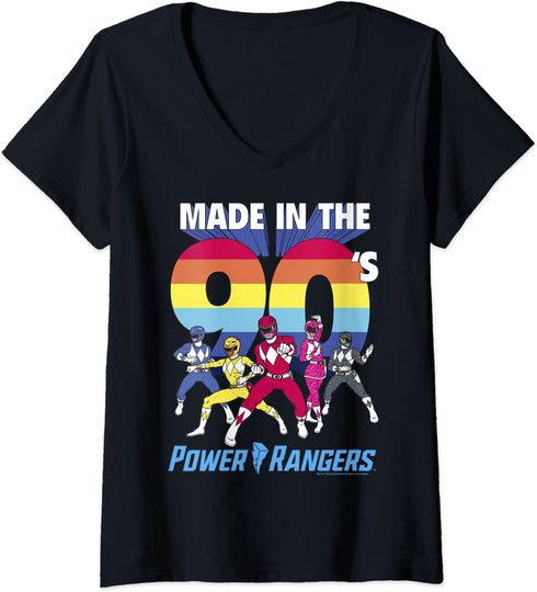 Discover T-shirt Feminio Decote em V Estilo Retrô 90’s Power Rangers
