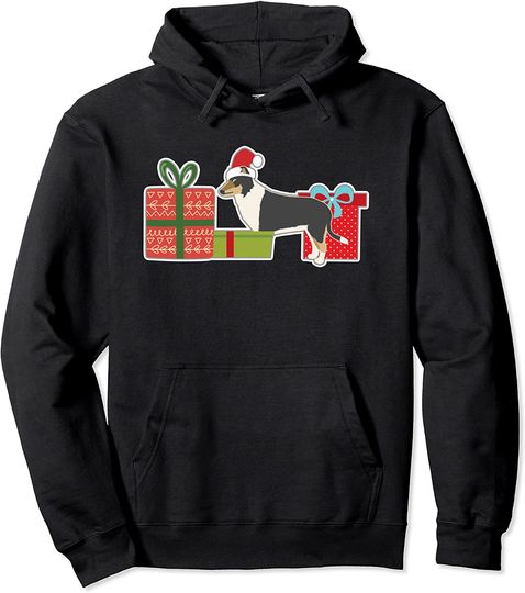 Discover Cute Christmas Smooth Collie with Santa Hat - Hoodie Pet Sitting