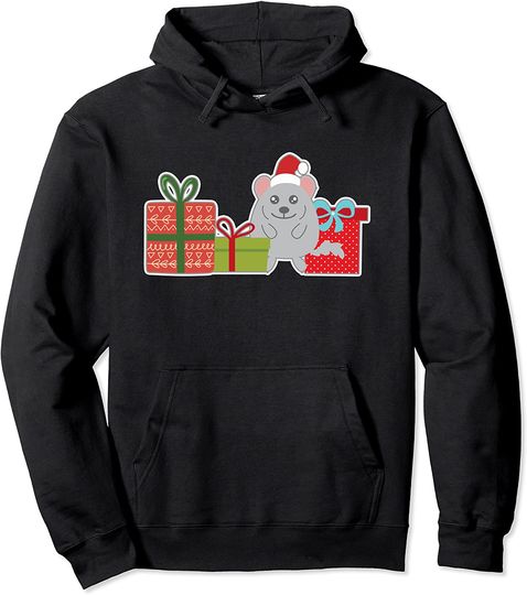 Discover Cute Christmas Chinchilla with Santa Hat - Hoodie Pet Sitting