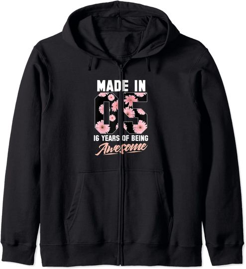 Discover Hoodie Sweatshirt com Fecho-Éclair Unissexo Made In 05 Presente de Aniversário de 16 Anos