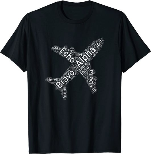 Discover T-shirt para Homem e Mulher Avião Alfabeto Fonético