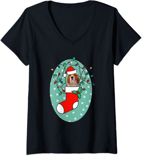 Discover T-shirt Feminina Decote em V Presente de Natal para Amantes de Cão