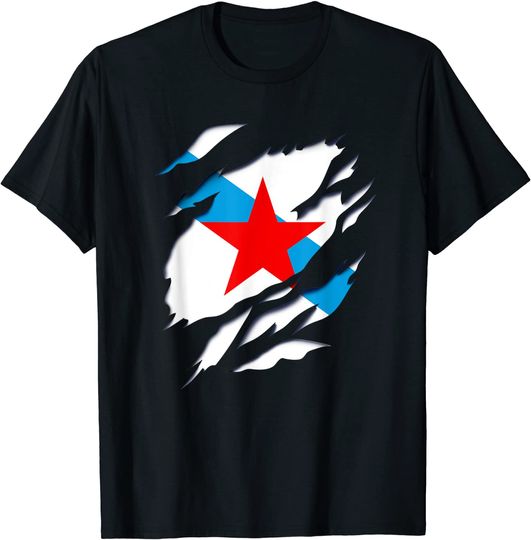 Discover T-shirt Unissexo Bandeira da Galiza Bandeira Azul Branca E Vermelha