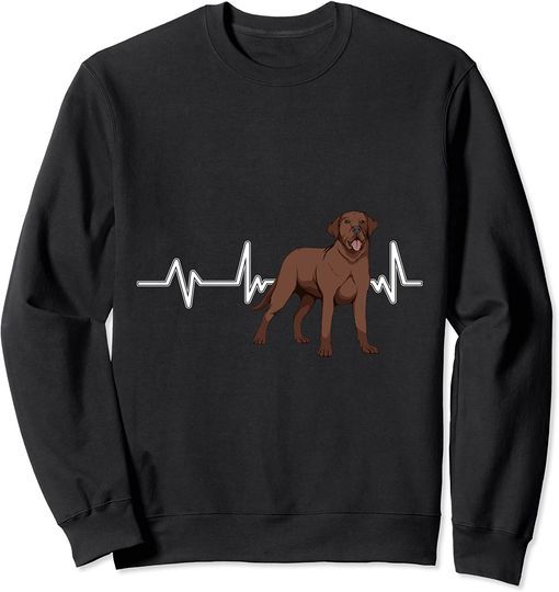 Discover Suéter Sweatshirt Labrador Castanho Heartbeat Para Homem E Mulher Criança