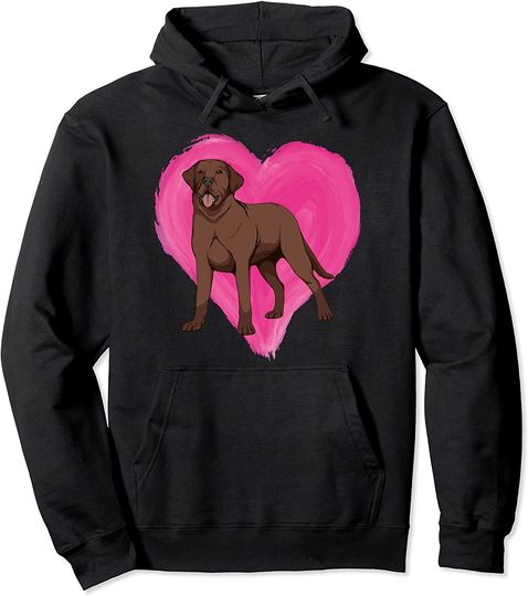 Discover Unissex Hoodie Sweater Com Capuz Labrador Castanho com Coração