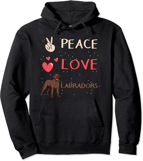 Discover Hoodie Sweater Com Capuz Labrador Castanho Peace Love