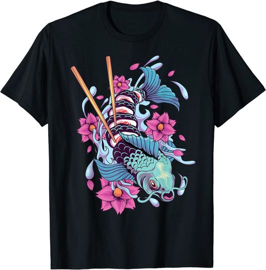 Discover T-shirt Engraçada Sushi Peixe Koi