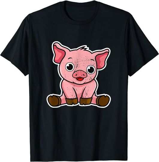 Discover T-Shirt Camiseta Manga Curta Porco Doméstico Lindo Para Homem E Mulher Criança