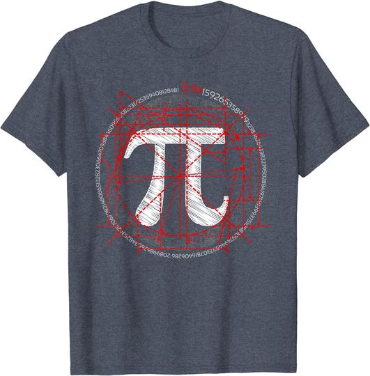 Discover T-shirt para Homem e Mulher Número Pi Símbolo Matemático