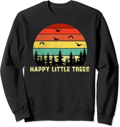 Discover Suéter Sweatshirt Bob Ross Happy Little Tree Bob Estilo Vintage